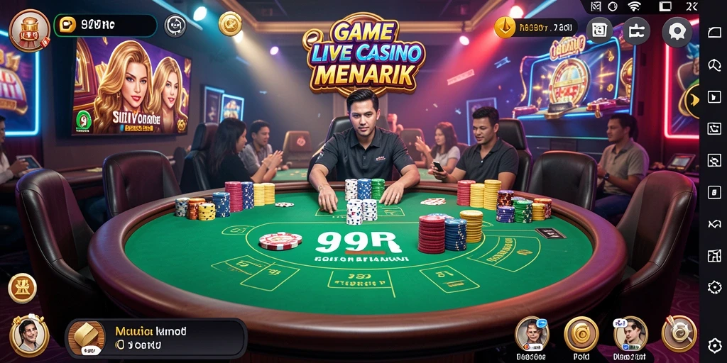 Screenshot utama 99RP menampilkan gameplay Live Casino yang mengasyikkan.