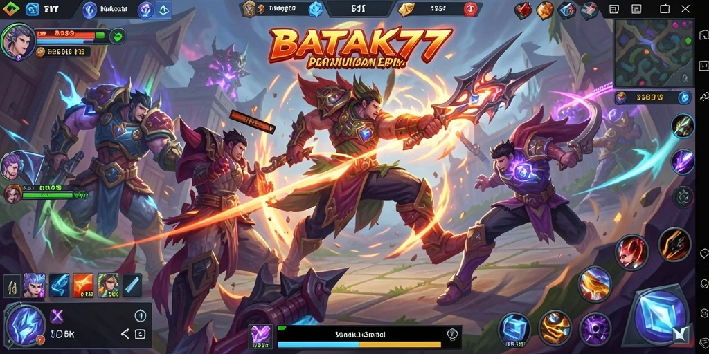 Tampilan gameplay seru dan menegangkan dari BATIK77 di arena MOBA.