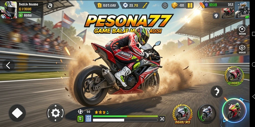 Tangkapan layar PESONA77 menampilkan balapan motor yang mendebarkan.
